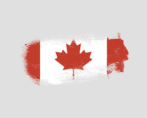 Textured brushstroke Canadian flag illustration evokes national pride and heritage with a distressed, vintage aesthetic.