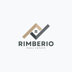 Elegant real estate logo design with modern house and check mark, perfect for branding property businesses and home sales with a trusted symbol