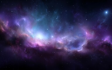Fototapeta premium Stunning Deep Space Scene with Vibrant Colorful Nebula and Twinkling Stars in Vast Universe