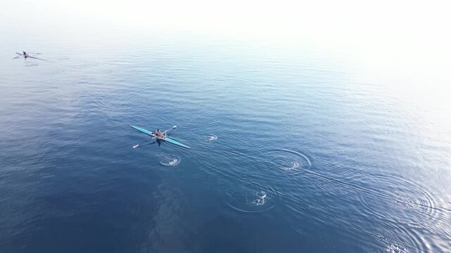 Rowing Boats on Blue Sea