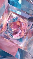 Abstract geometric shapes with colorful reflections and light in a vibrant composition of pink and blue hues in a stunning background