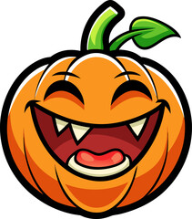   Pumpkin laughing hard, vector icon, white background