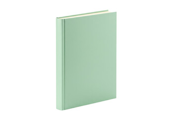 Isolated mint-green book standing tall, modern blank journal ready for your ideas and writing