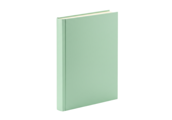 Isolated mint-green book standing tall, modern blank journal ready for your ideas and writing