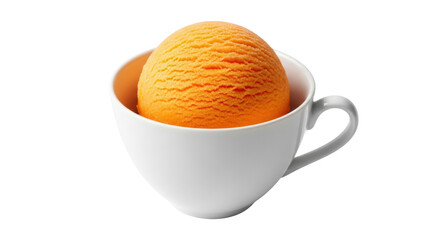 Isolated scoop of orange sherbet in a cup, dessert, sweet refreshment for hot weather