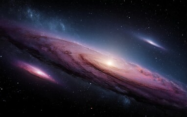 Fototapeta premium Stunning view of spiral galaxy showcasing vibrant colors and cosmic details among stars in deep space with captivating beauty