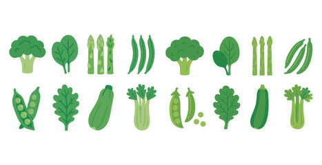 Vegetable and greenery icons set – flat, filled, plant and food design symbols