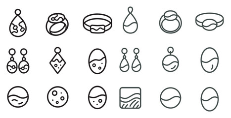 Jewelry and accessory outline icons set &ndash; line, elegant, fashion and design symbols