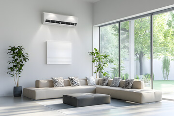 Fototapeta premium Contemporary Living Space with Luxury Furnishings and Advanced AC System 