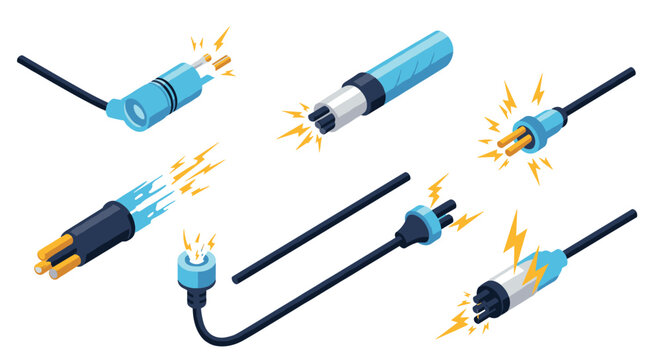 Isometric technology cables with lightning effect connections and endpoints