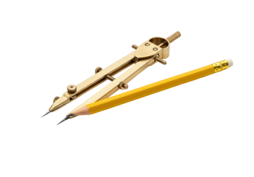 Isolated drawing compass with a pencil, drafting instrument used for drawing circles - Powered by Adobe