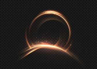 A luminous circular ring with a soft golden glow. A minimalist halo for cosmetic and technical visual effects. Suitable for dark backgrounds.