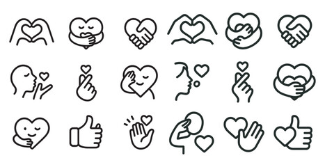 Fototapeta premium Love and relationships line icons set – outline, linear, romance symbols