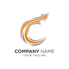 Fototapeta premium Dynamic upward arrow logo representing growth and progress for a company.