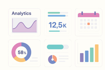 Collection of modern flat design data visualization elements for business analytics and reporting