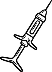 Dental aspirating syringe line art vector. Vector of dental syringe. Dental Syringe icon