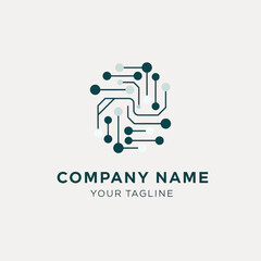 Abstract Circuit Board Design Logo for Technology Company.