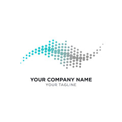 Abstract dot design representing company name and tagline with modern style.