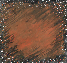 Acrylic painting abstract background or dark abstract acrylic texture backdrop and brown empty space on paper. Template for advertising, banner, card and poster. Copy space for text. Hand painted.