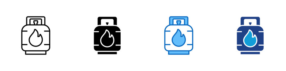Gas Cylinder Multiple Style Icon Design Vector - Gas tank representing fuel energy storage, often used for heating, cooking, or industrial applications