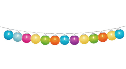 Isolated garland of colorful ball string lights, festive party decor, holiday lights