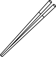 Chopsticks outline. Icon of Eating stick. Line art vector of chopsticks on white background. Food Chopstick