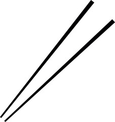 Silhouette of chopsticks. Solid black Eating stick. Food Chopsticks Vector illustration. 