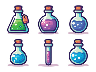 Halloween Magic Potion Vector Pack – Colorful Bottles and Elixirs Design