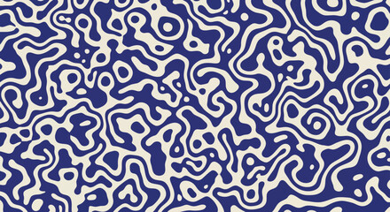 Abstract organic swirls pattern dark blue and white textured background vector