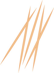 Wooden Tooth picks. Set of wooden toothpicks vector illustration. Cartoon icon of sharp wood sticks for dental hygiene and oral care. Concept for cleaning teeth, appetizer or cocktail picks.