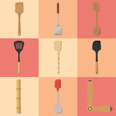 ste illustration vector graphic of various types of spatulas