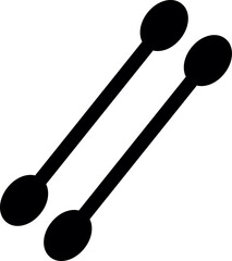 Two cotton swabs silhouette vector. Two cotton buds vector icon. Simple icon of two cotton buds crossing forming the letter x, in black silhouette over white background