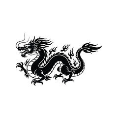 Majestic black dragon silhouette symbol powerful asian mythology creature design vector