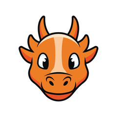 Cute orange dragon head mascot cartoon character illustration vector