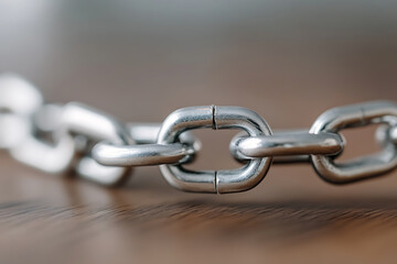 Interlocked steel links connect strength and unity. A powerful visual metaphor for connection and resilience, essential to modern industries.