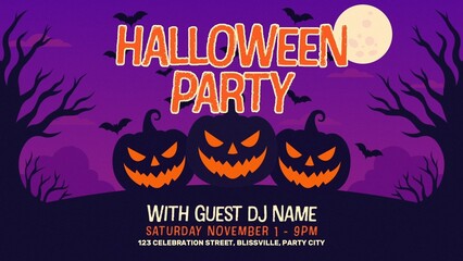 Horror Halloween Scary Pumpkin Party Event Invite Banner