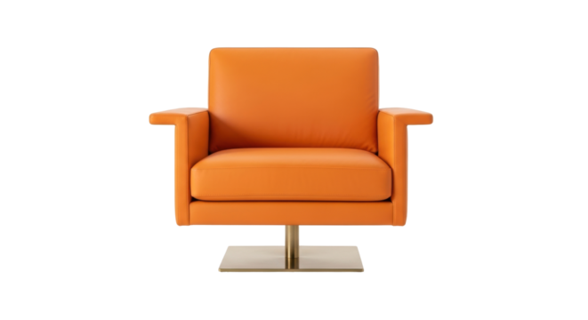 Isolated orange club chair for contemporary living room seating, modern furniture style