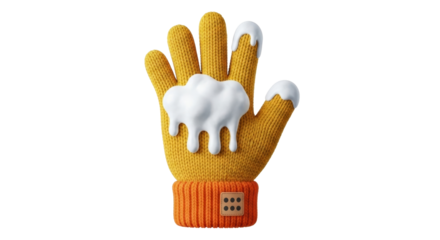 Isolated novelty glove with a fun design and a tactile knit texture for warmth in winter weather