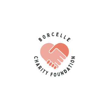 Heartfelt charity foundation logo design with handshake, perfect for nonprofits, community outreach, and social responsibility campaigns, modern and clean
