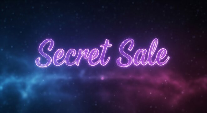 Secret Sale promotion with a nebula background in blue and pink. Ideal for advertising, retail sales, online shopping events, Black Friday, Cyber Monday campaigns.