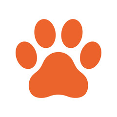 Orange paw print vector icon symbol animal pet care love concept vector