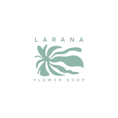 Fototapeta premium Trendy Larana flower shop logo with modern minimalist design ideal for branding stationery and social media marketing materials in fresh green