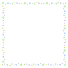 かわいい水玉の水彩風フレーム　正方形