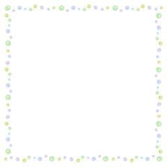 かわいい水玉の水彩風フレーム　正方形