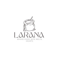 Elegant logo design showcasing a charming sack of sugar with heartwarming tagline, perfect for branding a confectionery or artisan food business