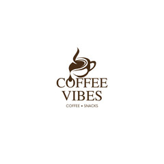 Elegant coffee vibes logo for cafe or restaurant branding needs, perfect for menus, websites, and promotional materials featuring a stylish coffee cup