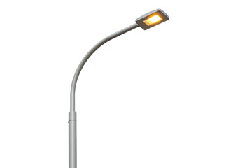 Isolated LED street light with silver pole and bright lamp for public lighting solutions