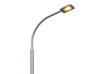 Isolated LED street light with silver pole and bright lamp for public lighting solutions