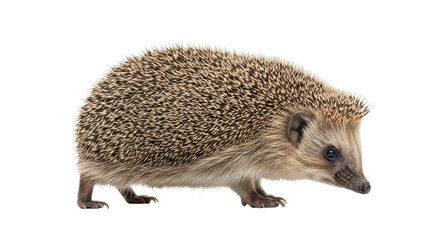 Isolated hedgehog adorable small forest animal in natural light looking at viewer outdoors