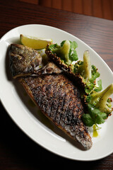 Grilled Sea Bream Fish with Broccoli and Lime
